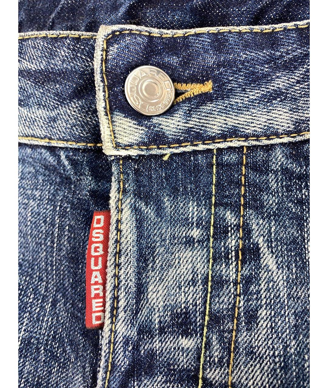 DSQUARED2 Темно-синие хлопковые прямые джинсы, фото 4
