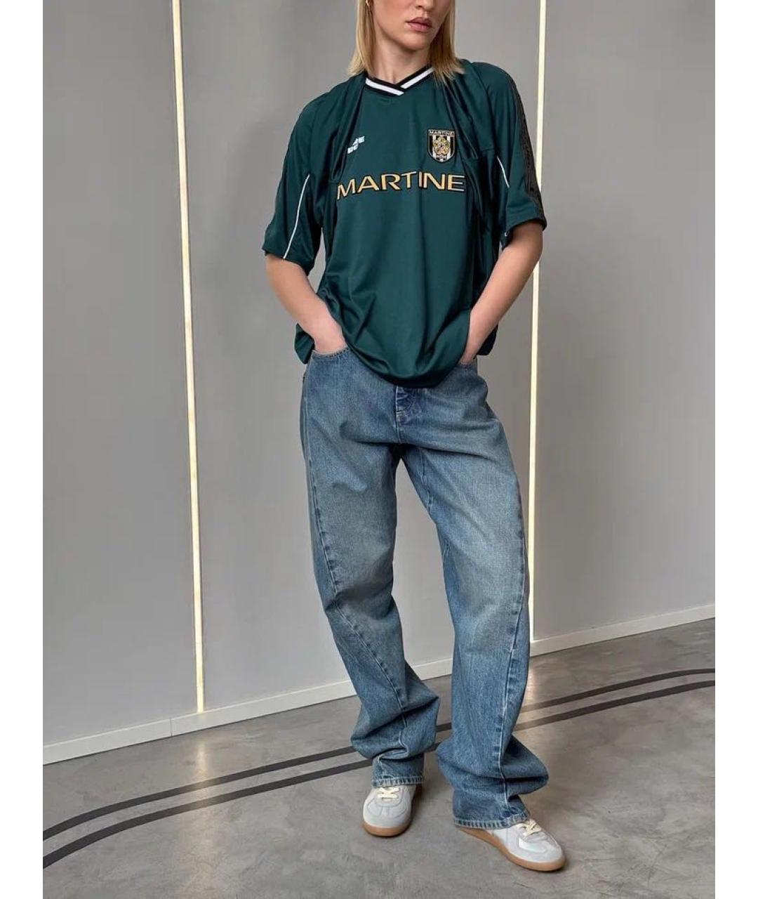 MAISON MARGIELA Голубые хлопковые прямые джинсы, фото 2