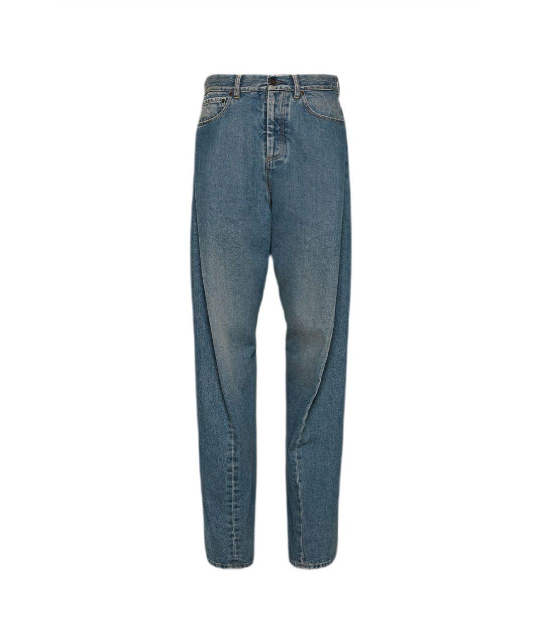 MAISON MARGIELA Голубые хлопковые прямые джинсы, фото 6