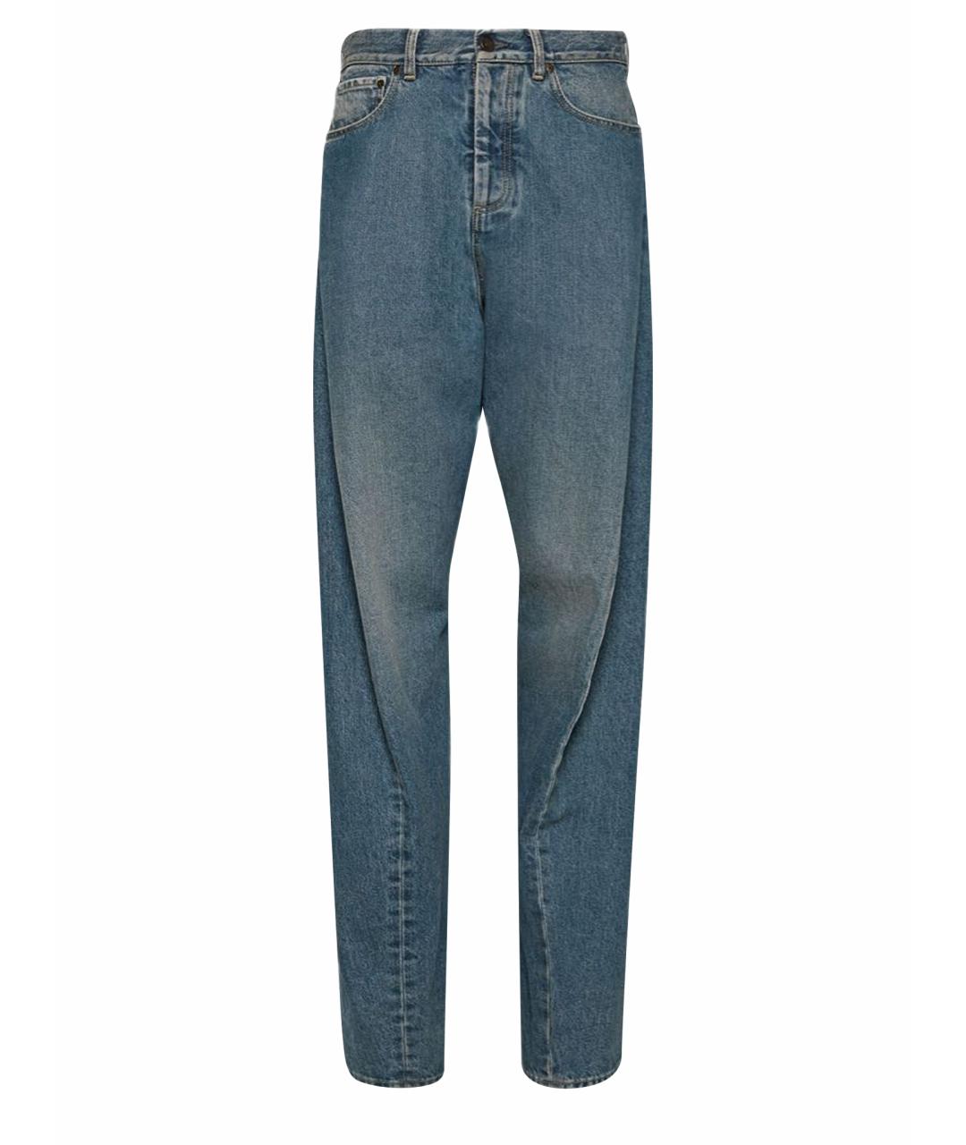 MAISON MARGIELA Голубые хлопковые прямые джинсы, фото 1