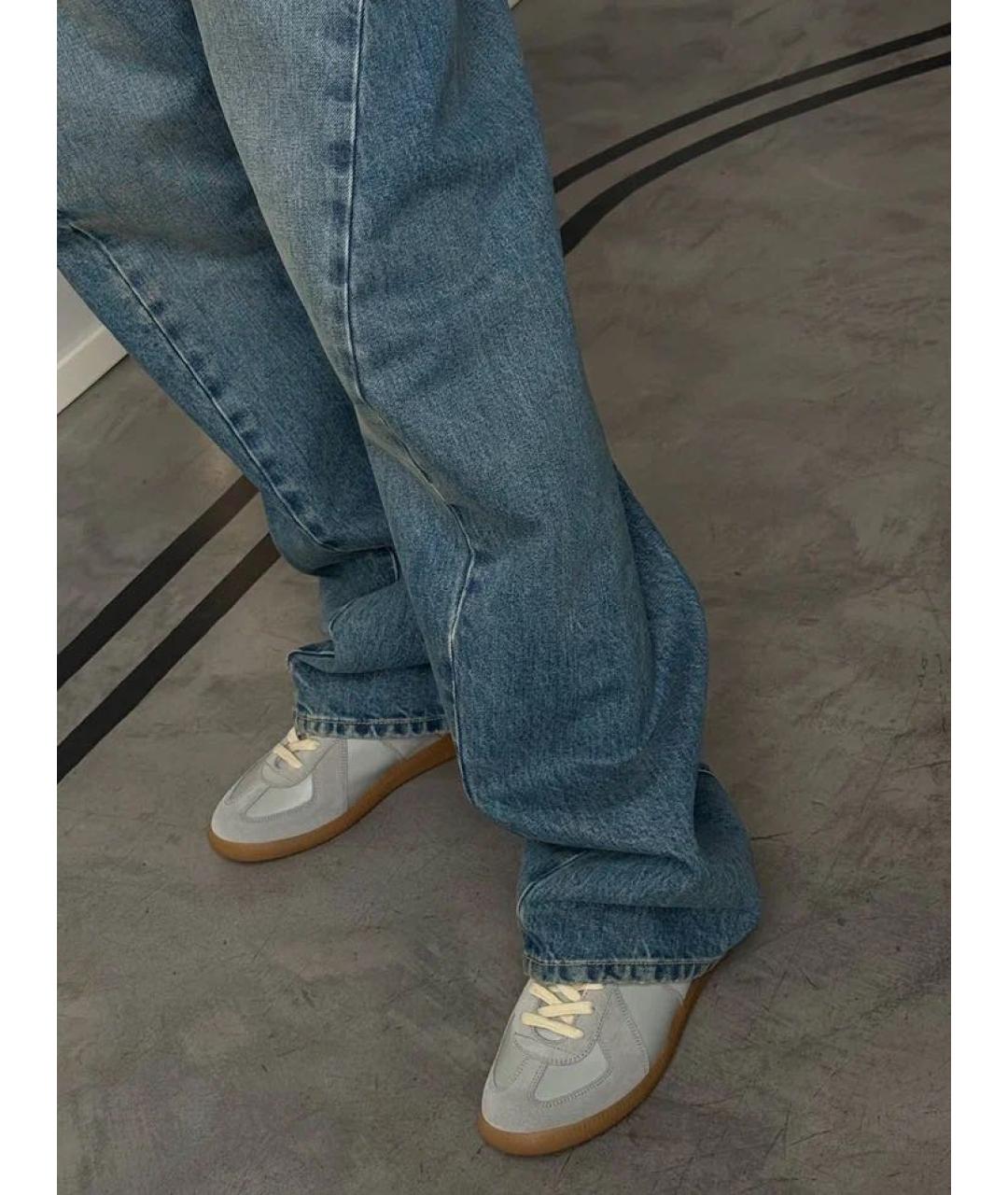 MAISON MARGIELA Голубые хлопковые прямые джинсы, фото 4