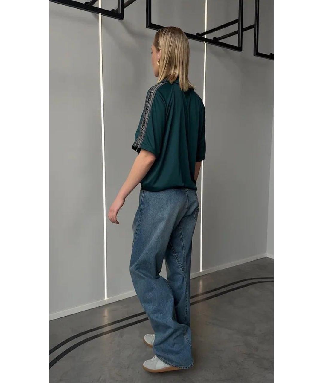 MAISON MARGIELA Голубые хлопковые прямые джинсы, фото 3