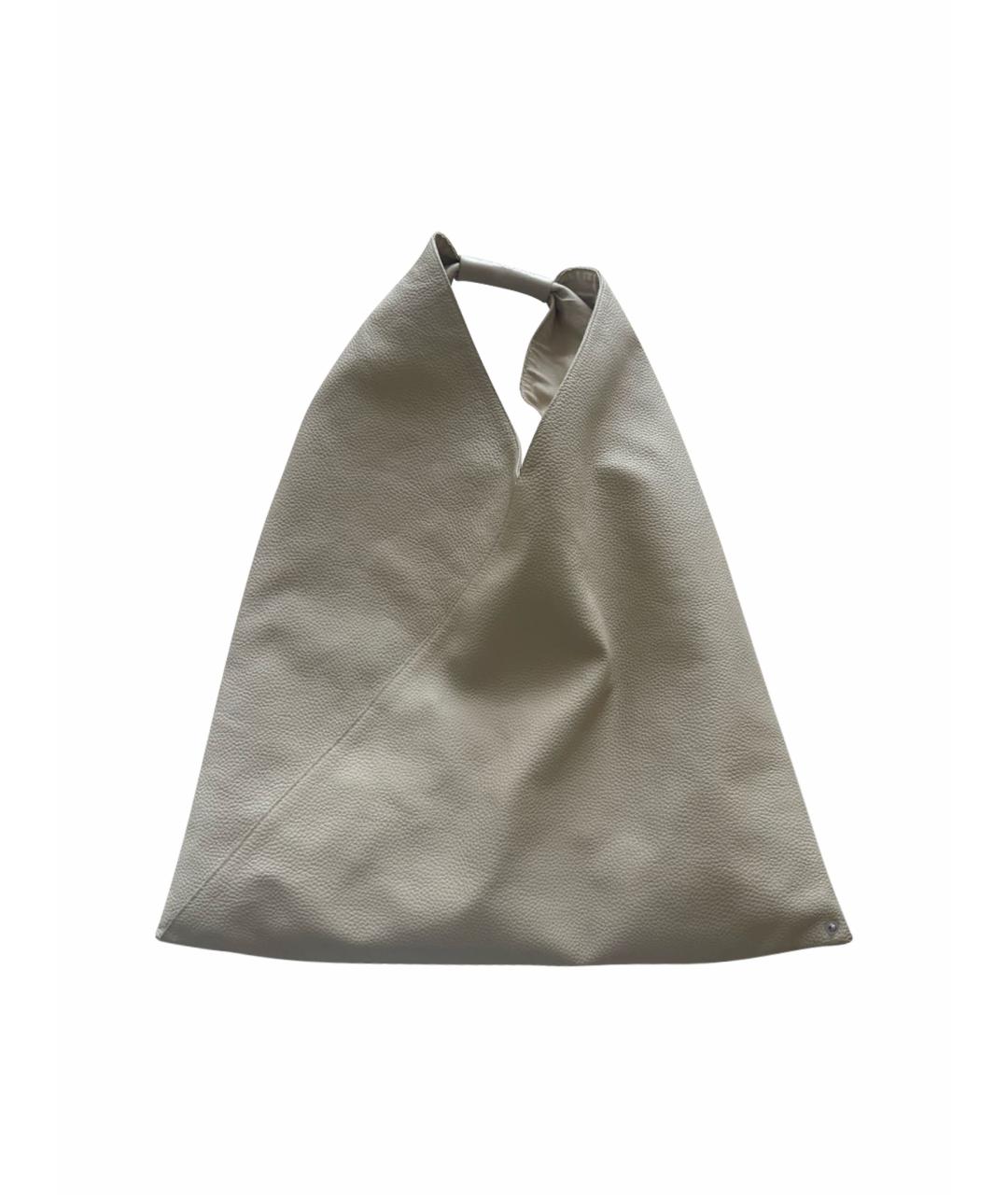 MM6 MAISON MARGIELA Бежевая кожаная сумка тоут, фото 1