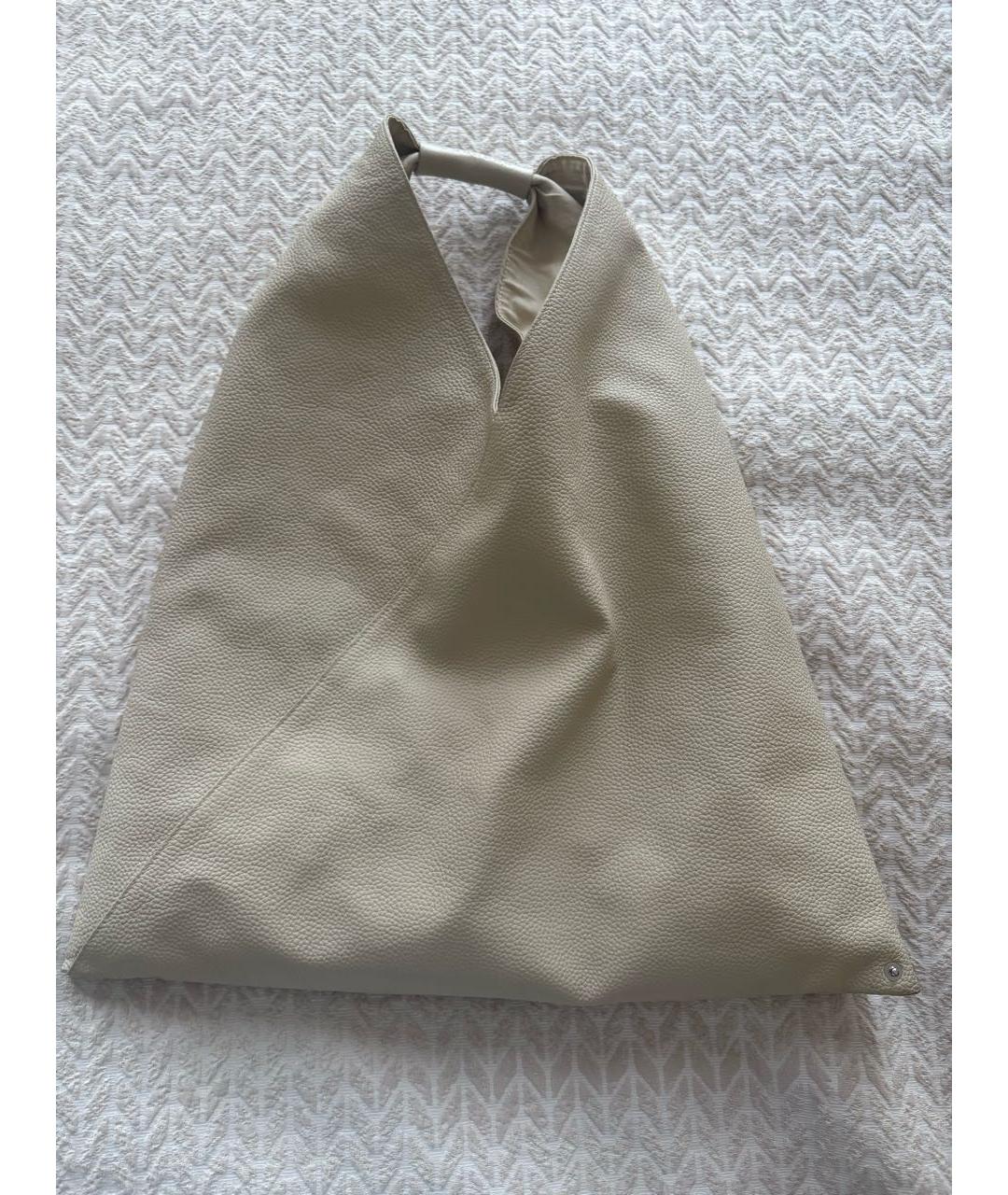 MM6 MAISON MARGIELA Бежевая кожаная сумка тоут, фото 7