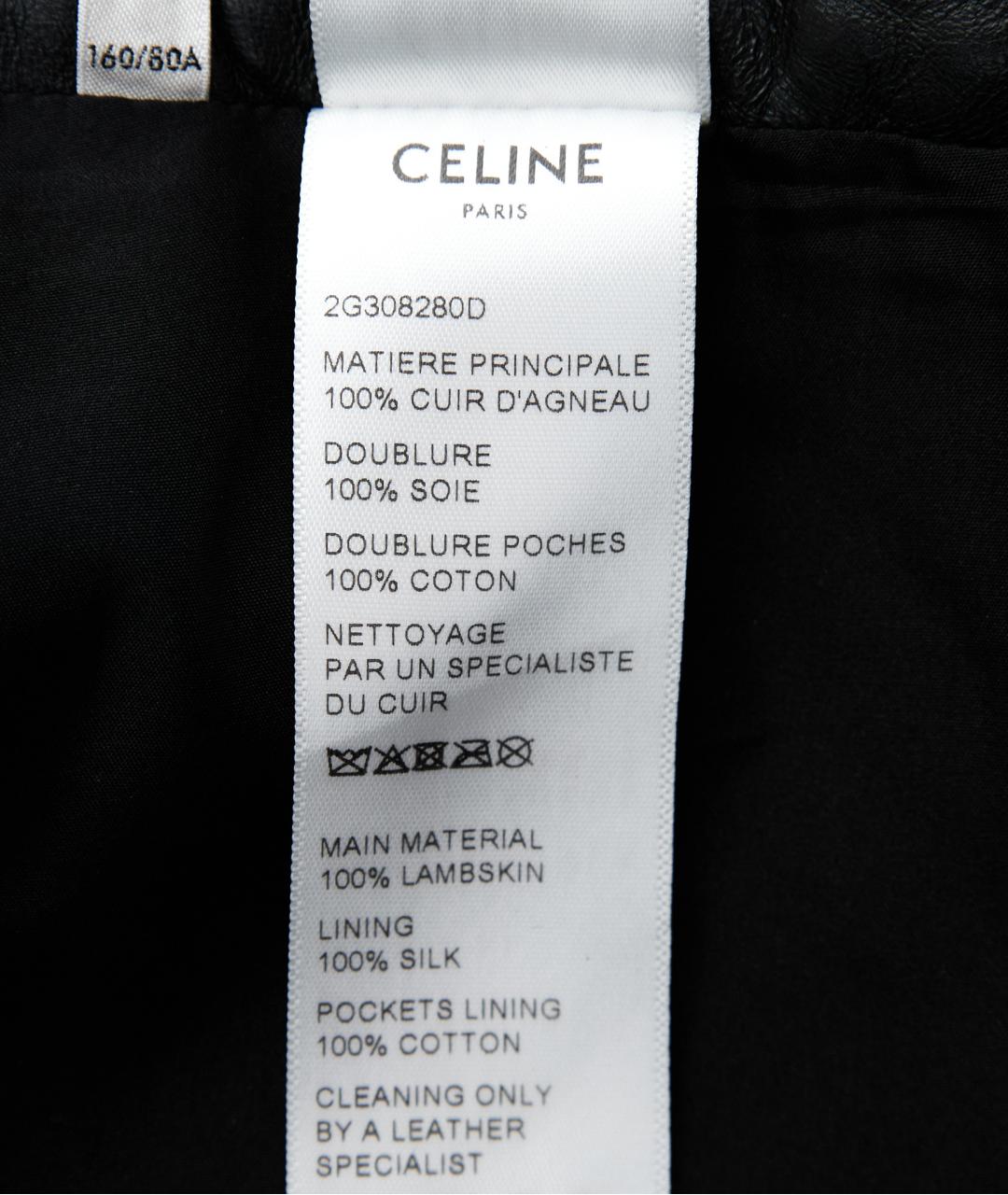 CELINE Черные кожаные прямые брюки, фото 7