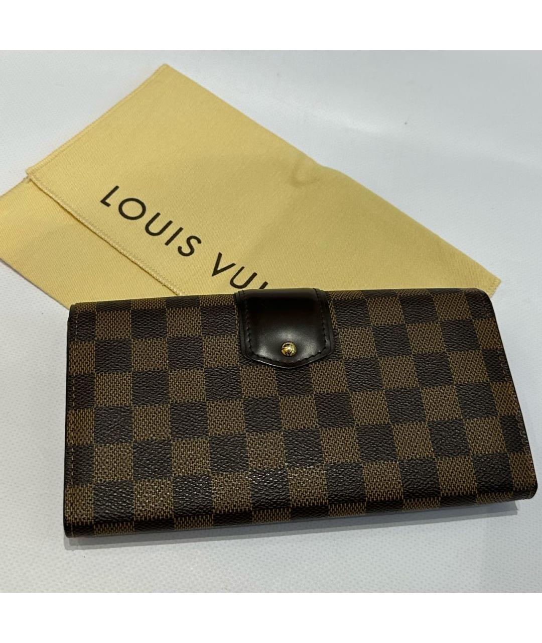 LOUIS VUITTON Коричневый кожаный кошелек, фото 3