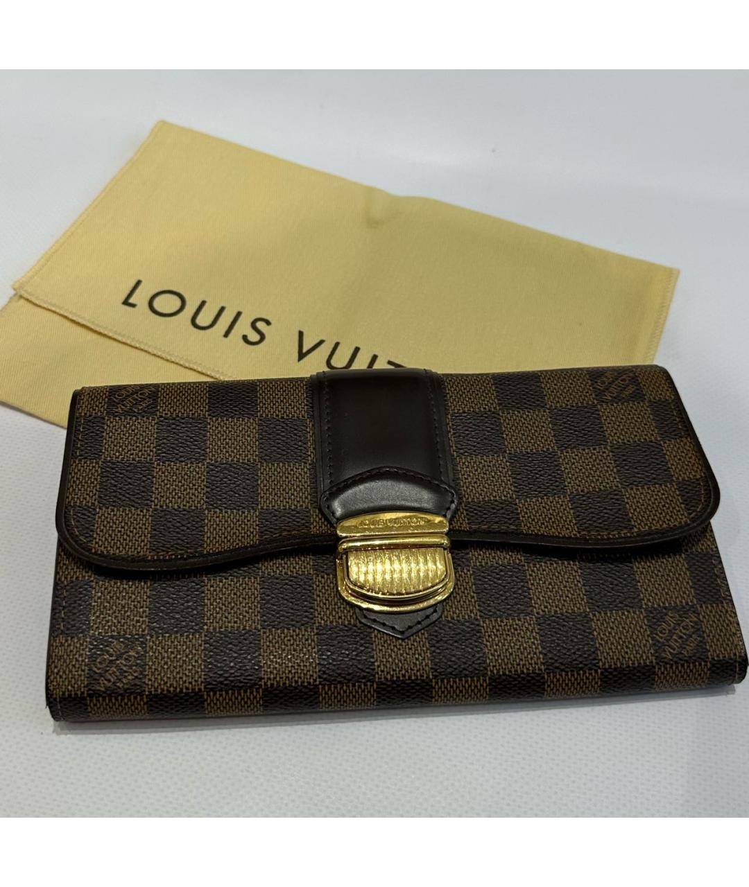 LOUIS VUITTON Коричневый кожаный кошелек, фото 2