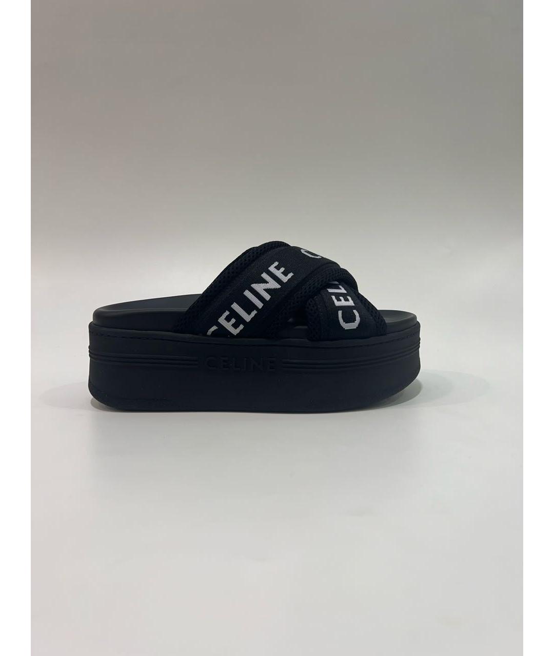 CELINE Черные текстильные мюли, фото 4