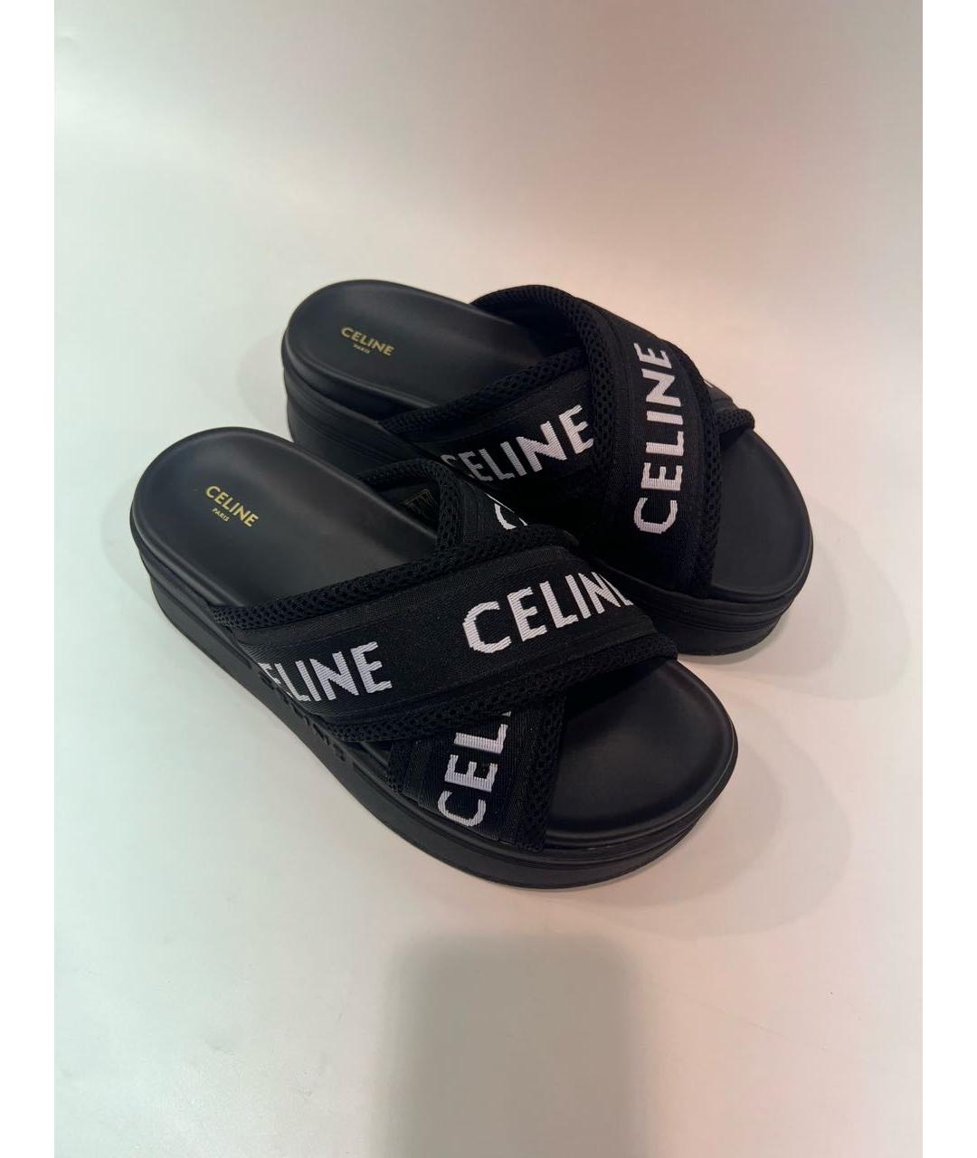 CELINE Черные текстильные мюли, фото 2