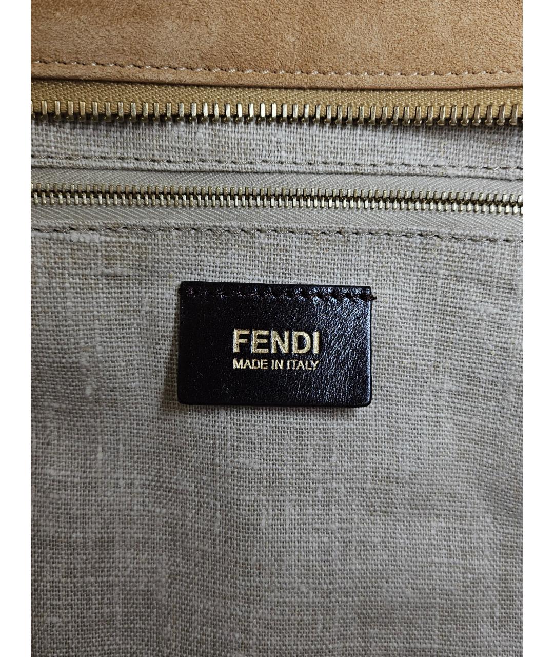 FENDI Коричневая кожаная сумка тоут, фото 6