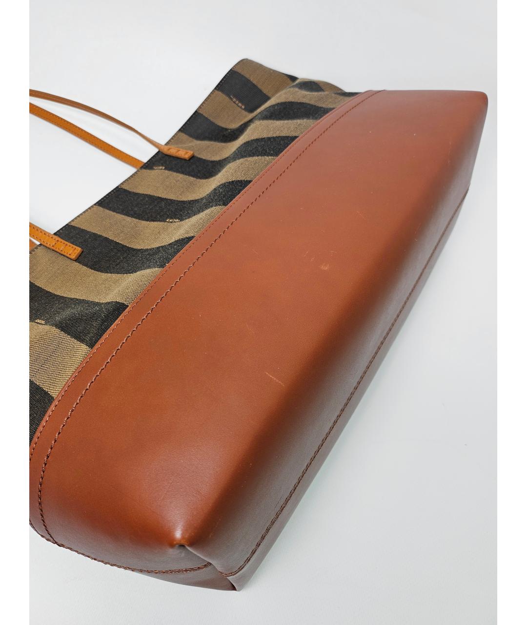 FENDI Коричневая кожаная сумка тоут, фото 4