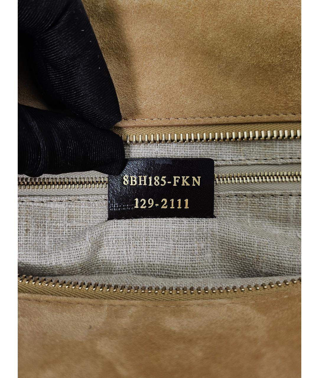 FENDI Коричневая кожаная сумка тоут, фото 9