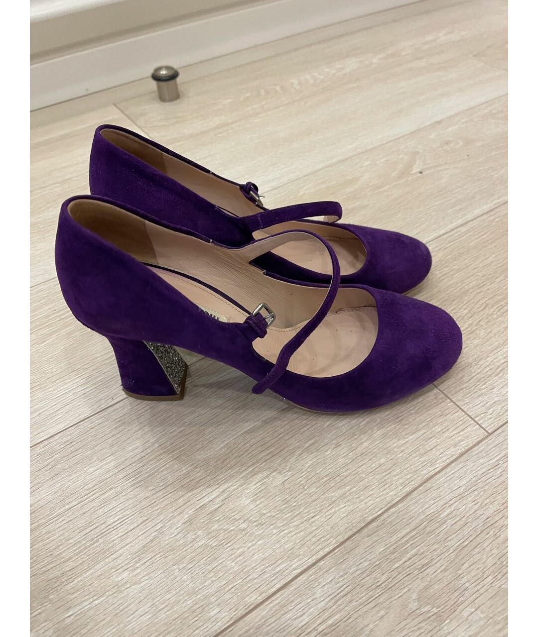 MIU MIU Фиолетовые кожаные туфли, фото 5