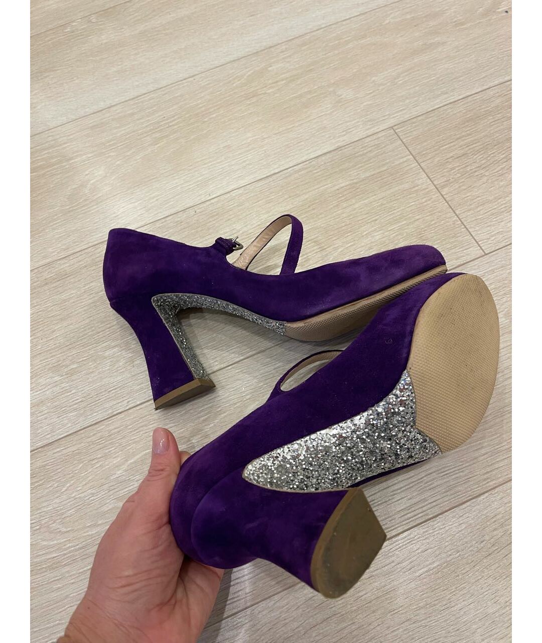 MIU MIU Фиолетовые кожаные туфли, фото 4