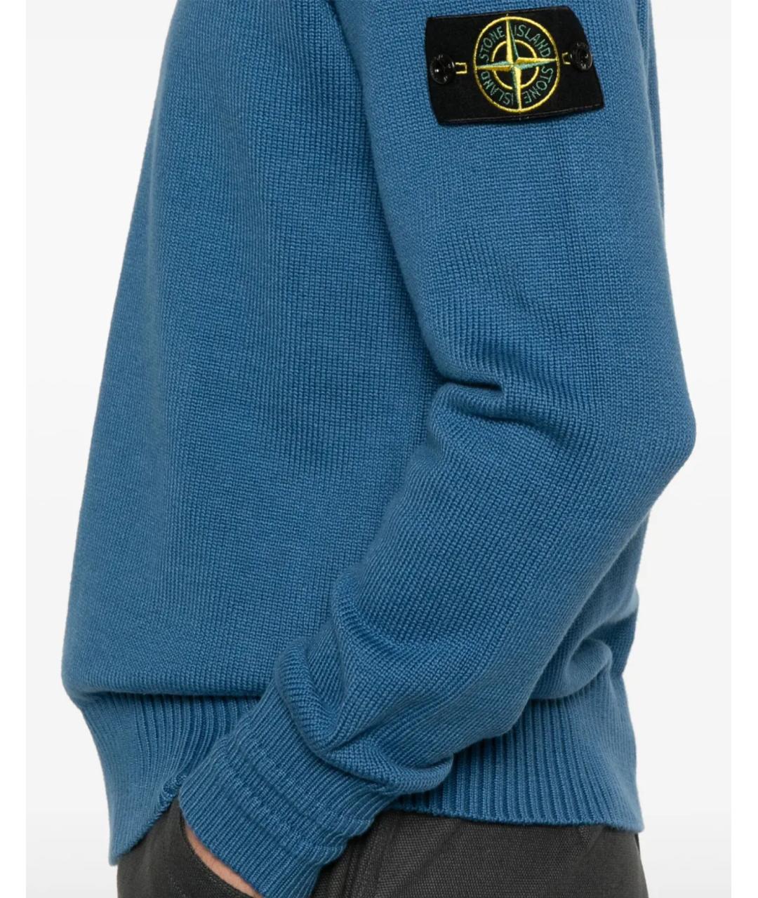STONE ISLAND Синий хлопковый джемпер / свитер, фото 5