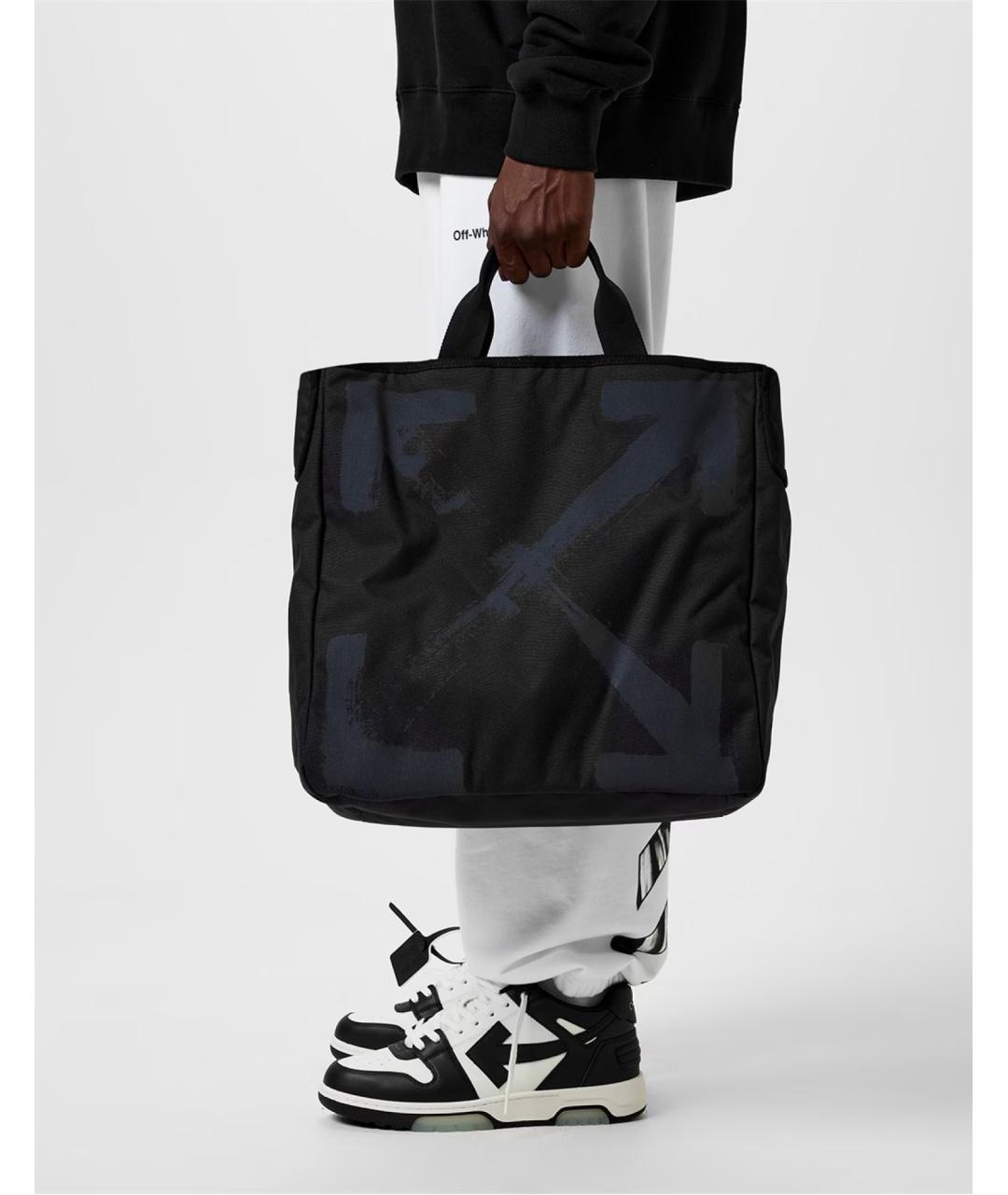 OFF-WHITE Черная синтетическая сумка тоут, фото 5