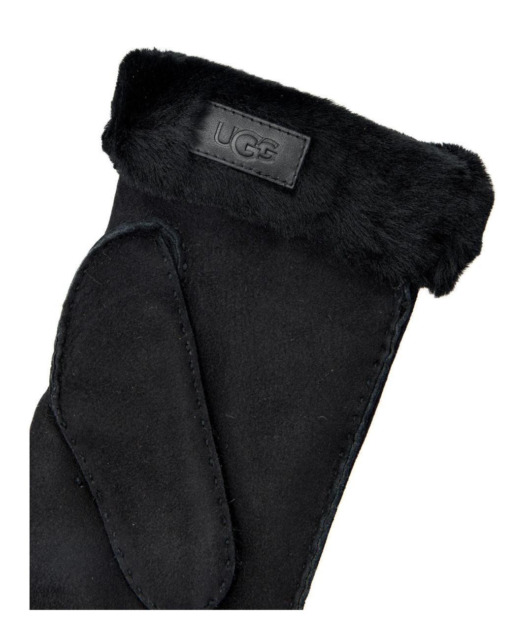 UGG AUSTRALIA Черные кожаные варежки, фото 4
