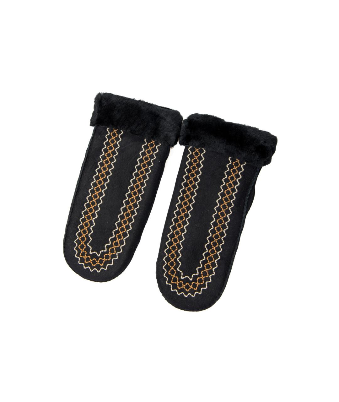 UGG AUSTRALIA Черные кожаные варежки, фото 2