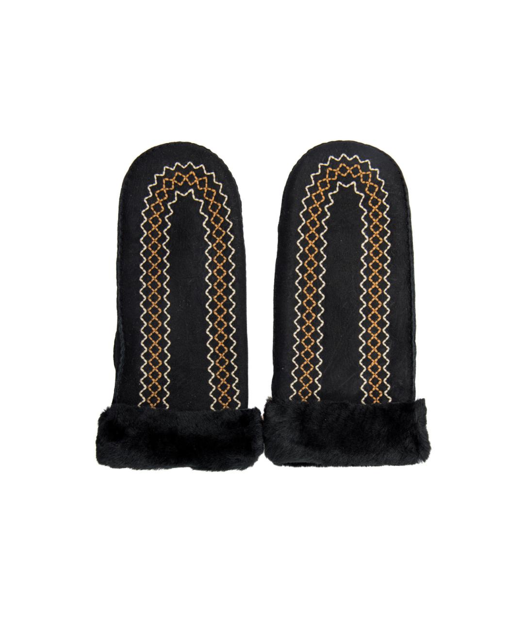 UGG AUSTRALIA Черные кожаные варежки, фото 1