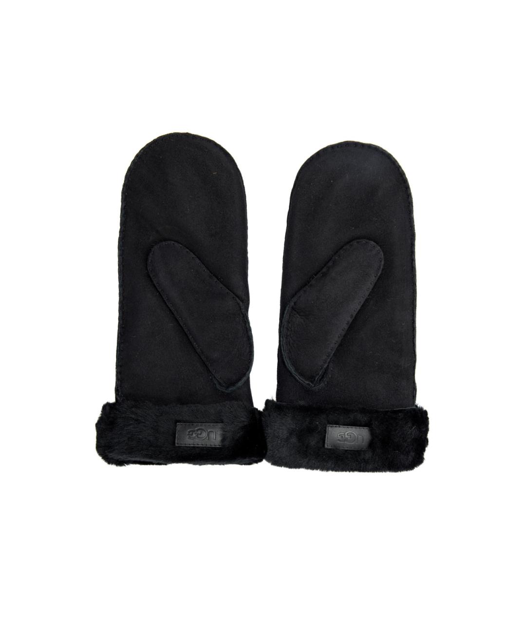 UGG AUSTRALIA Черные кожаные варежки, фото 3