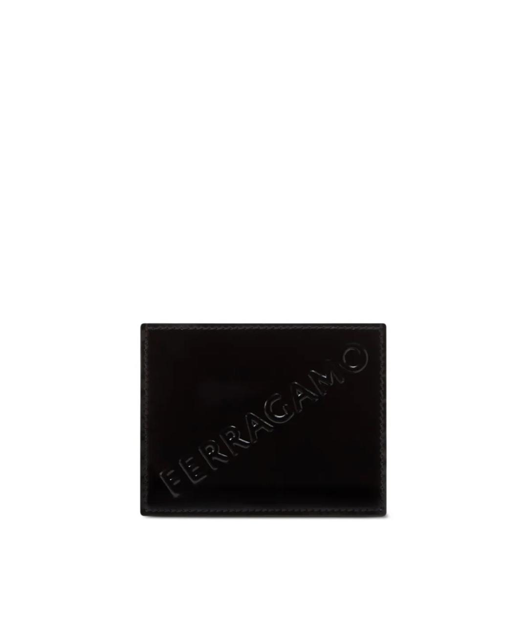 FERRAGAMO Черный кожаный кардхолдер, фото 1