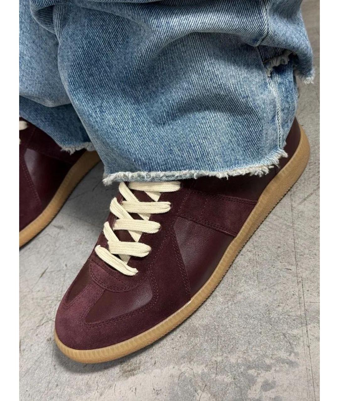 MAISON MARGIELA Бордовые кожаные кеды, фото 4