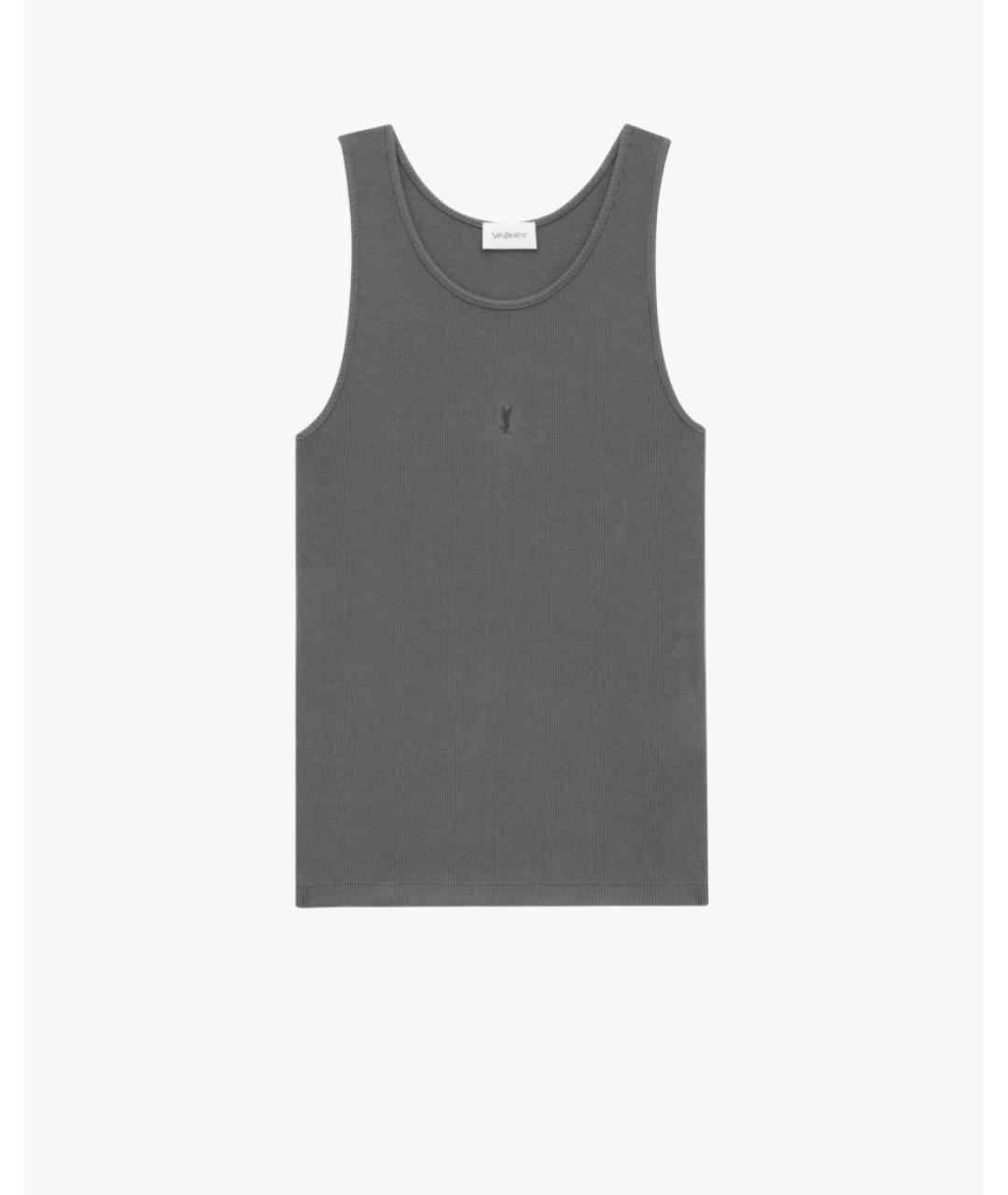 SAINT LAURENT Коричневая хлопковая майка, фото 6
