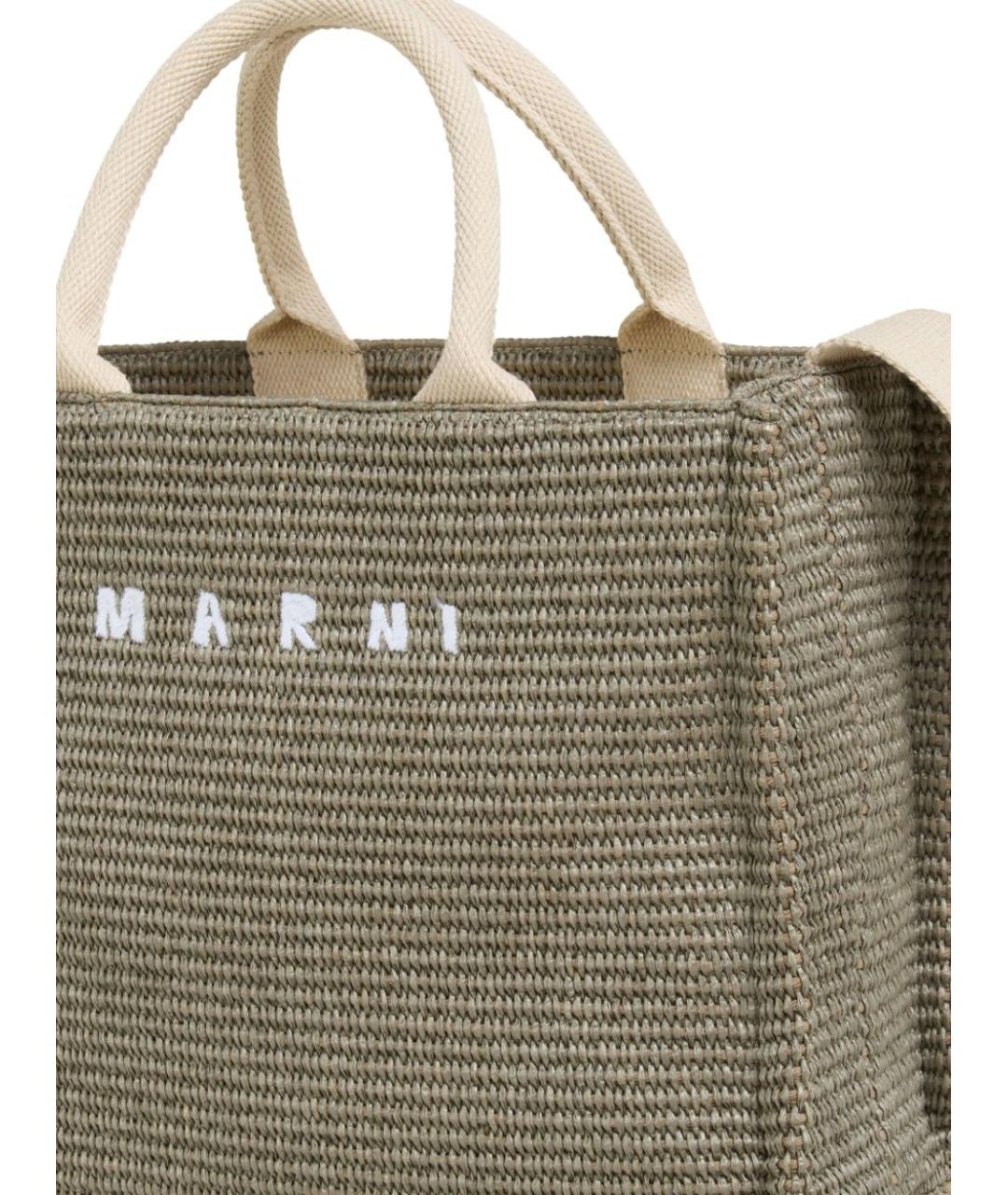 MARNI Зеленая хлопковая сумка тоут, фото 5