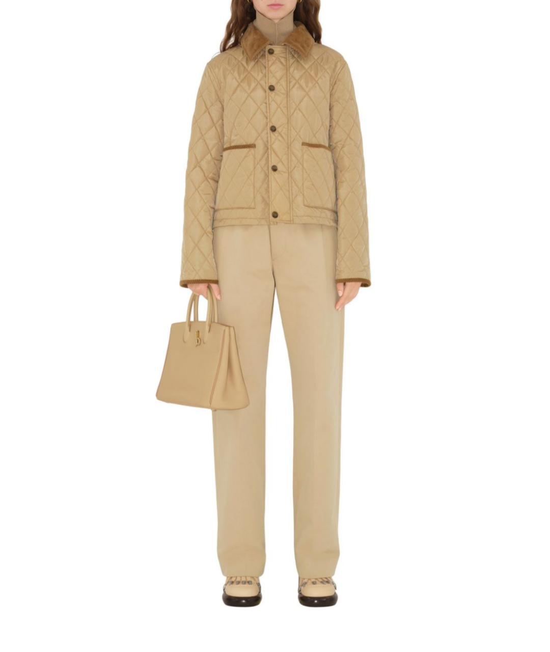 BURBERRY Бежевая полиамидовая куртка, фото 4