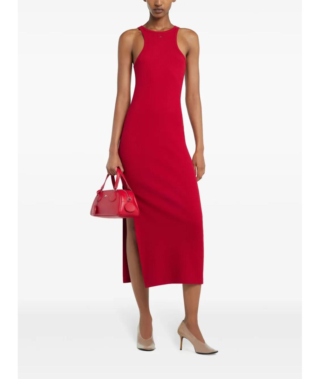 COURREGES Красное хлопко-эластановое повседневное платье, фото 3