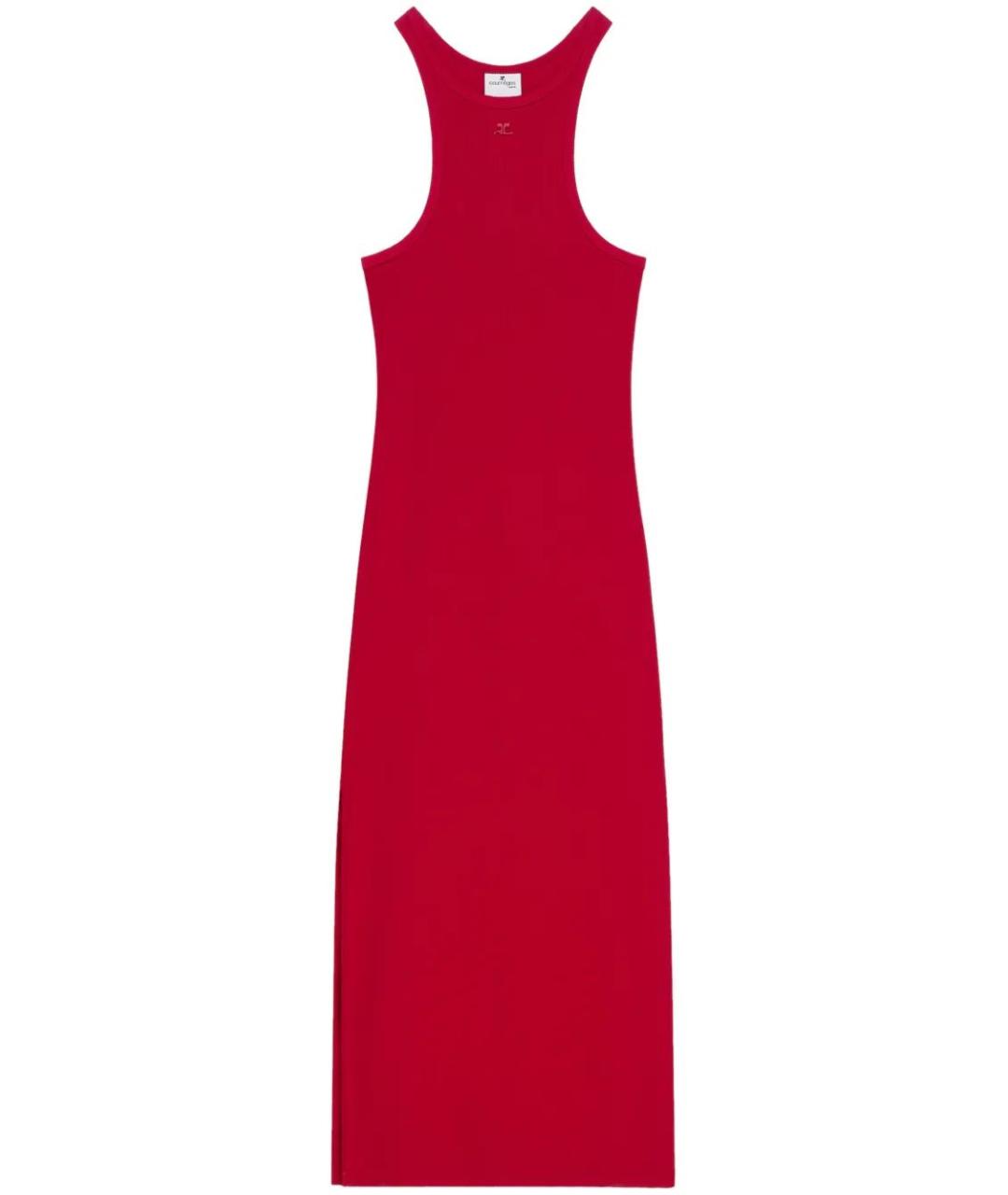 COURREGES Красное хлопко-эластановое повседневное платье, фото 1