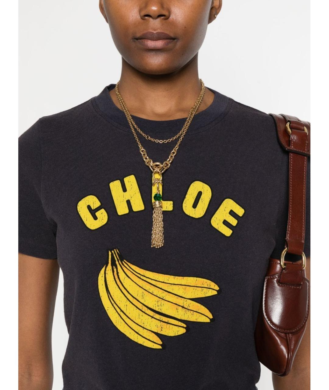 CHLOE Черная хлопковая футболка, фото 4