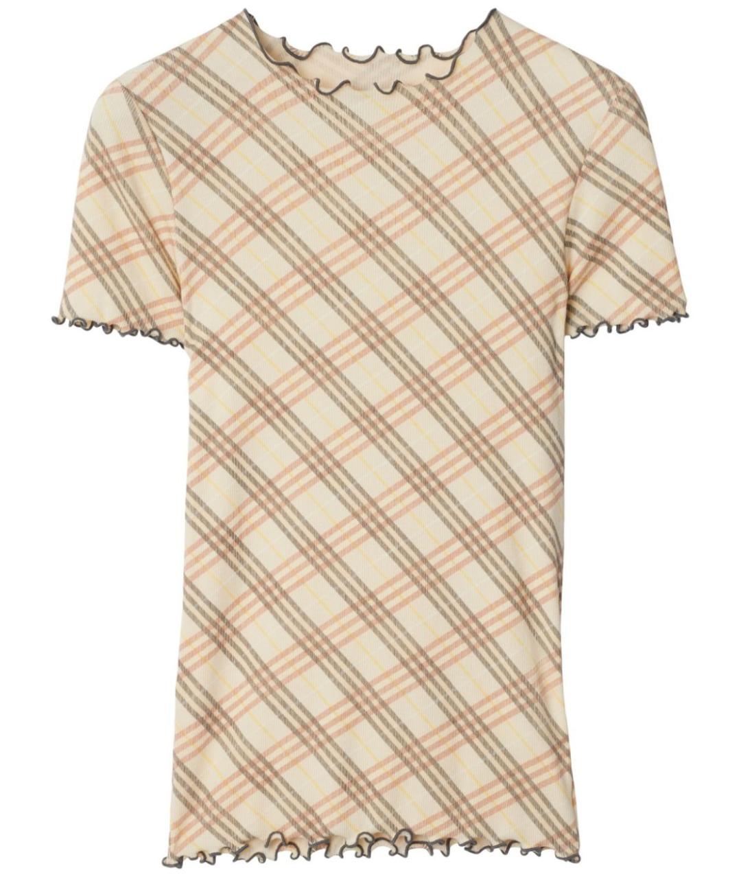 BURBERRY Бежевая хлопковая футболка, фото 1