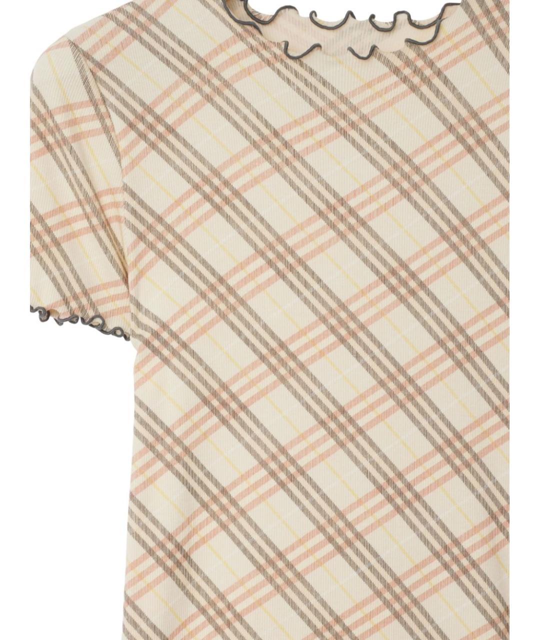 BURBERRY Бежевая хлопковая футболка, фото 2