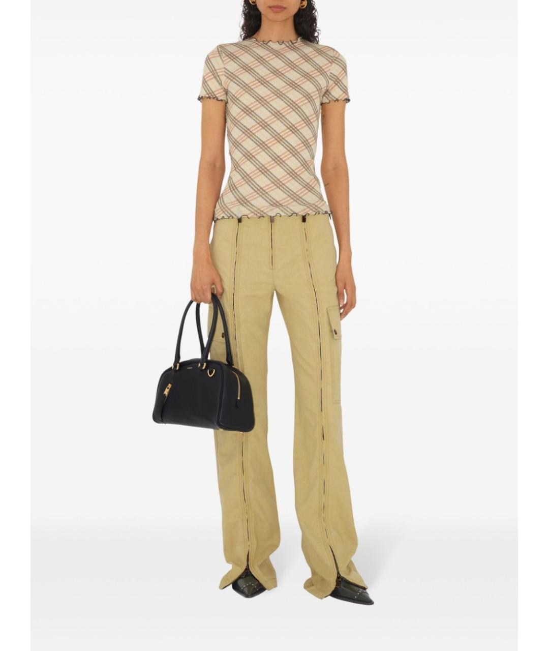 BURBERRY Бежевая хлопковая футболка, фото 4