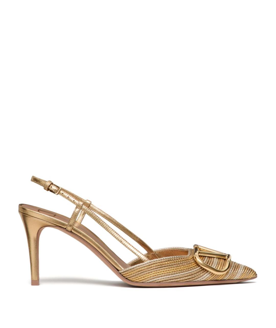 VALENTINO Золотые текстильные туфли, фото 1