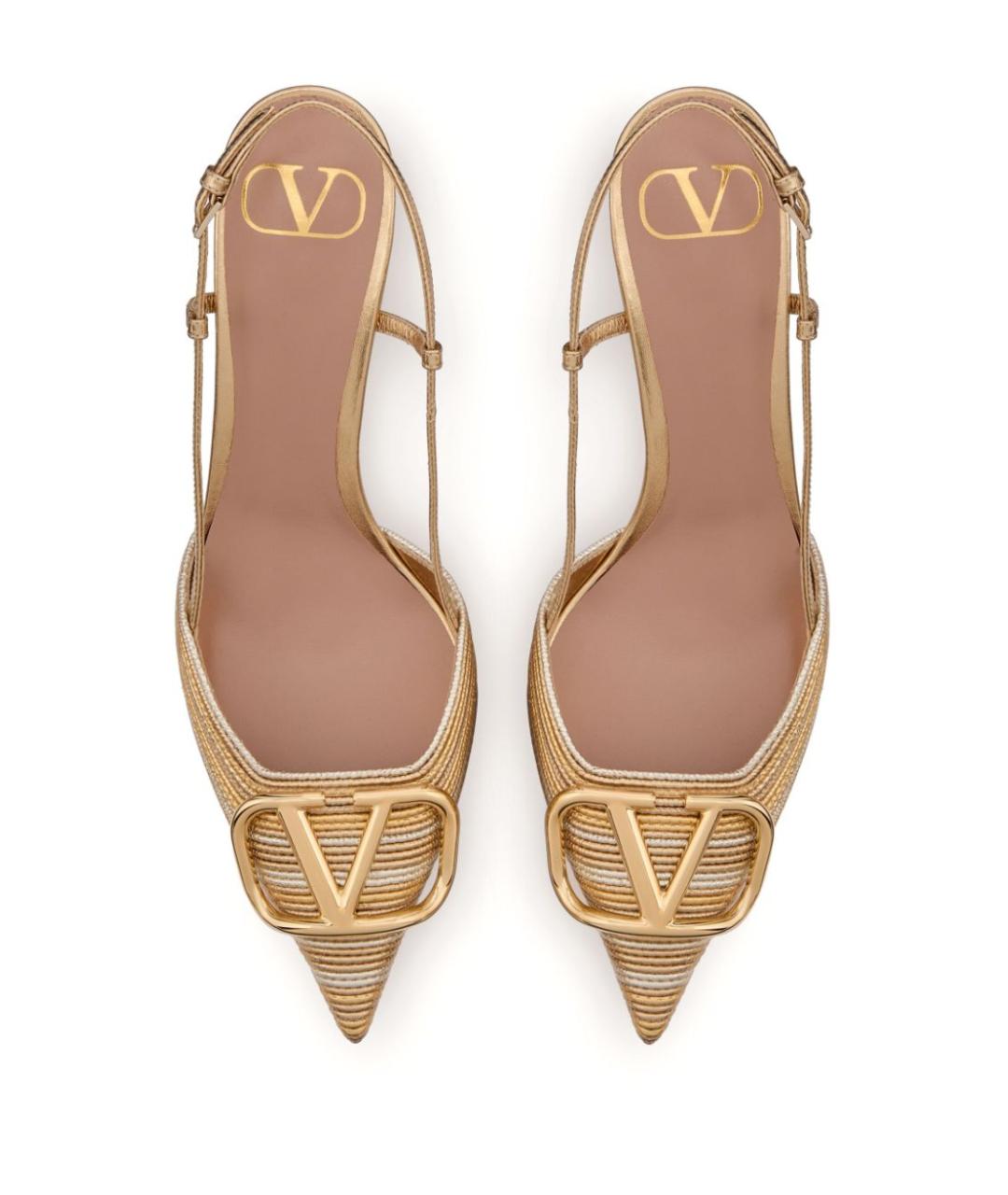 VALENTINO Золотые текстильные туфли, фото 3