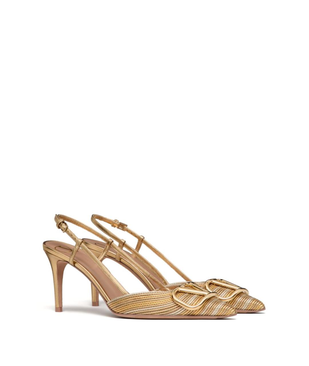 VALENTINO Золотые текстильные туфли, фото 5