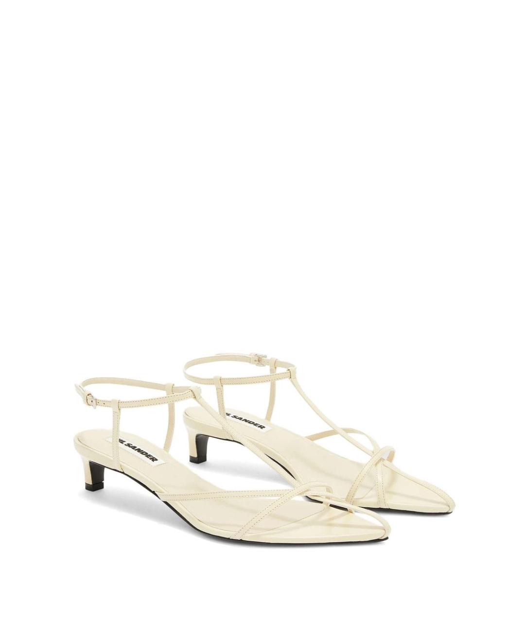 JIL SANDER Бежевые кожаные босоножки, фото 3