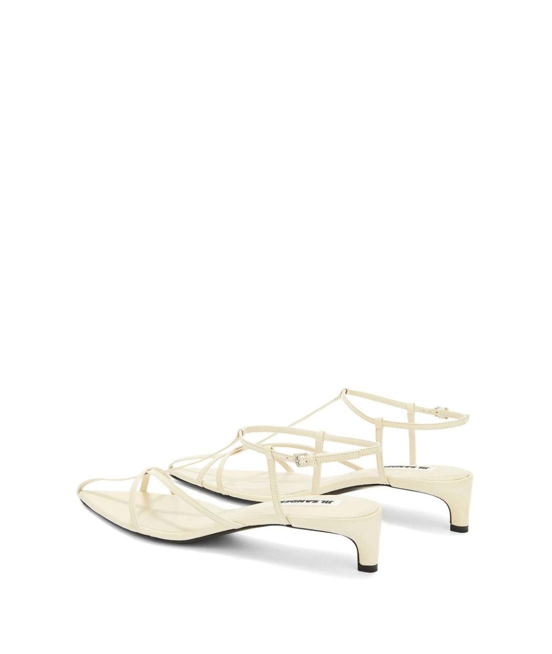 JIL SANDER Бежевые кожаные босоножки, фото 4