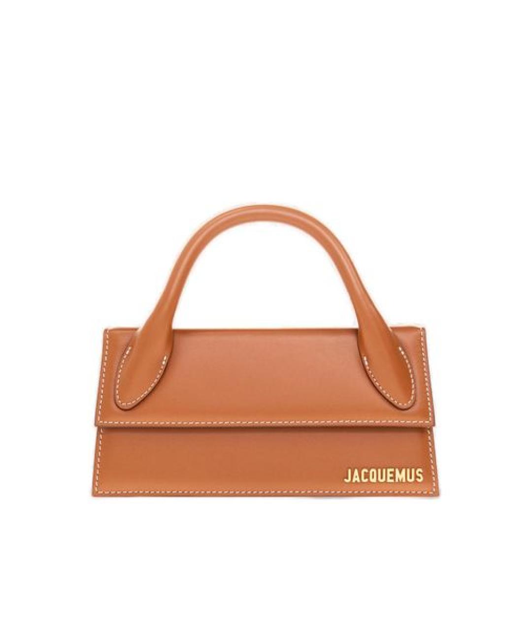 JACQUEMUS Коричневая кожаная сумка с короткими ручками, фото 1