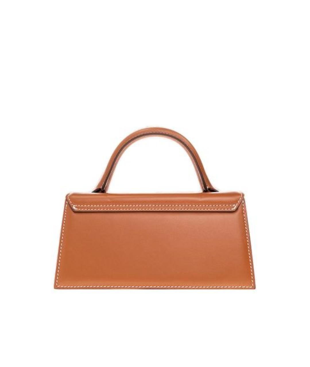 JACQUEMUS Коричневая кожаная сумка с короткими ручками, фото 2