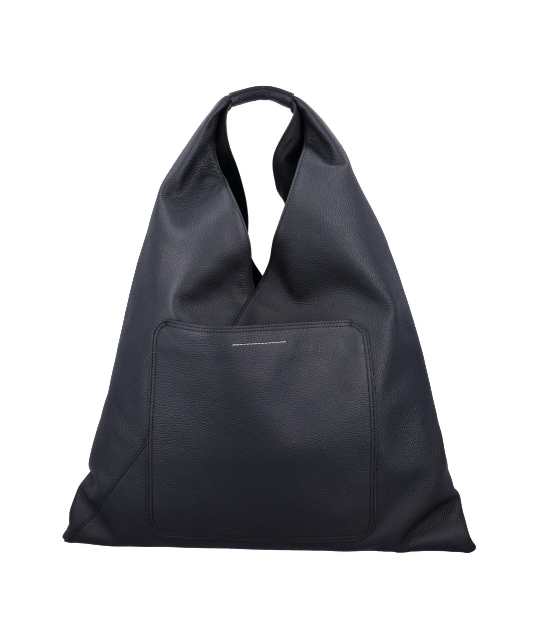 MM6 MAISON MARGIELA Черная кожаная сумка тоут, фото 4
