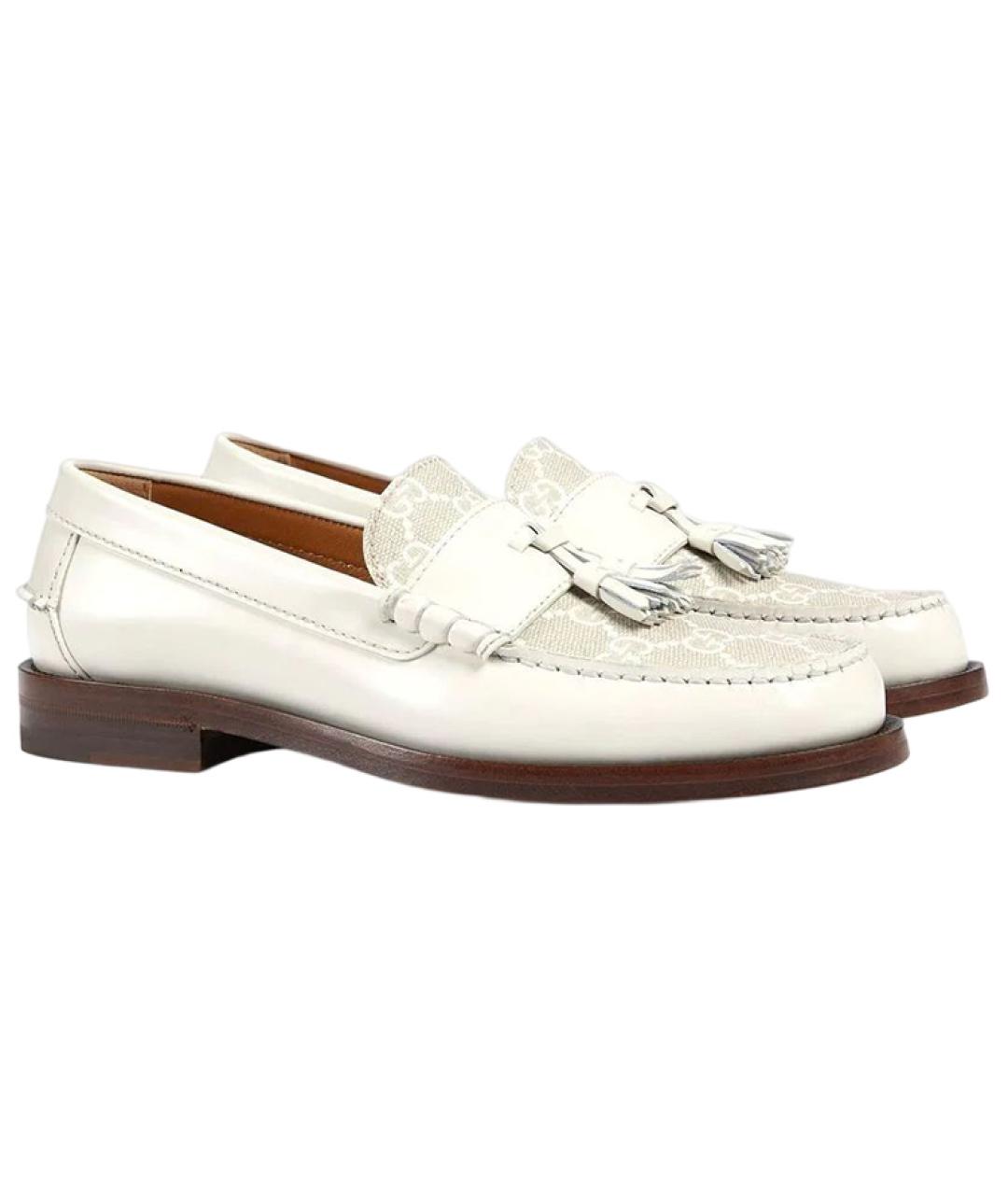 GUCCI Белые кожаные лоферы, фото 3