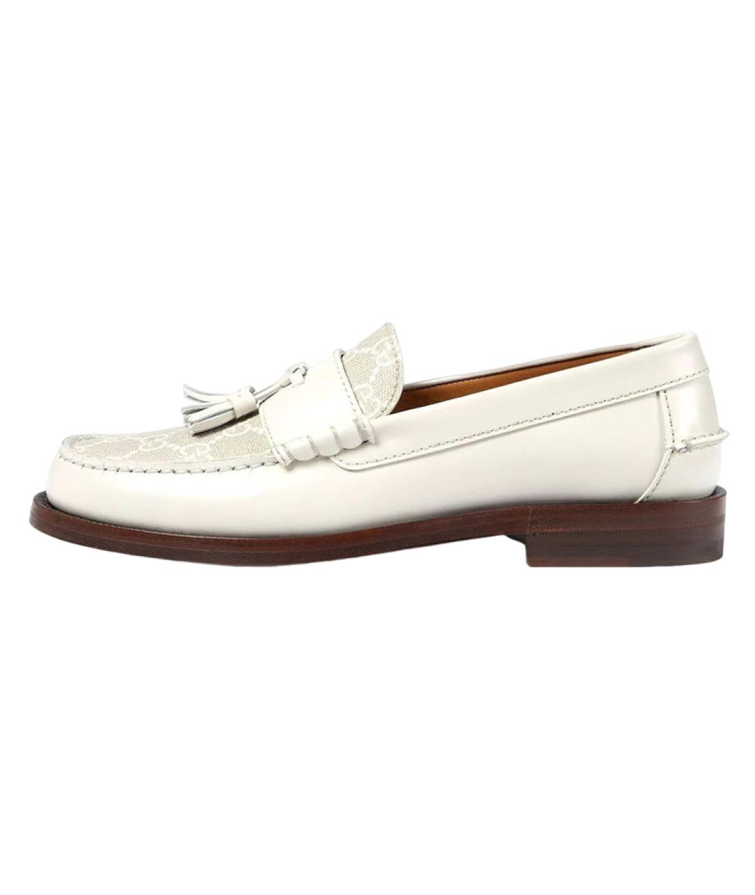 GUCCI Белые кожаные лоферы, фото 2