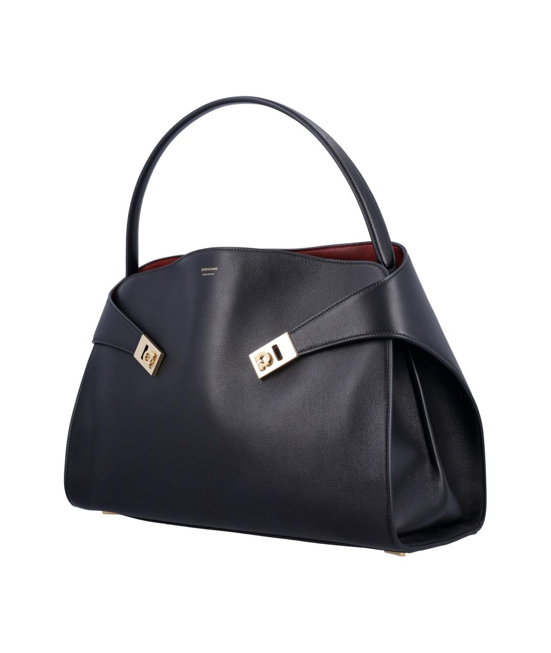 FERRAGAMO Черная кожаная сумка через плечо, фото 3