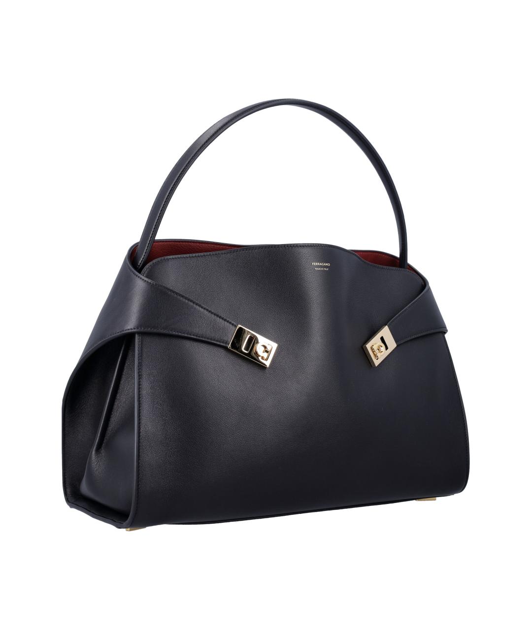 FERRAGAMO Черная кожаная сумка через плечо, фото 2