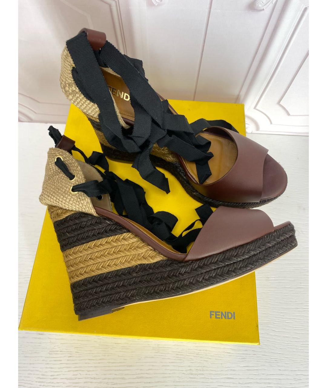 FENDI Кожаные босоножки, фото 5
