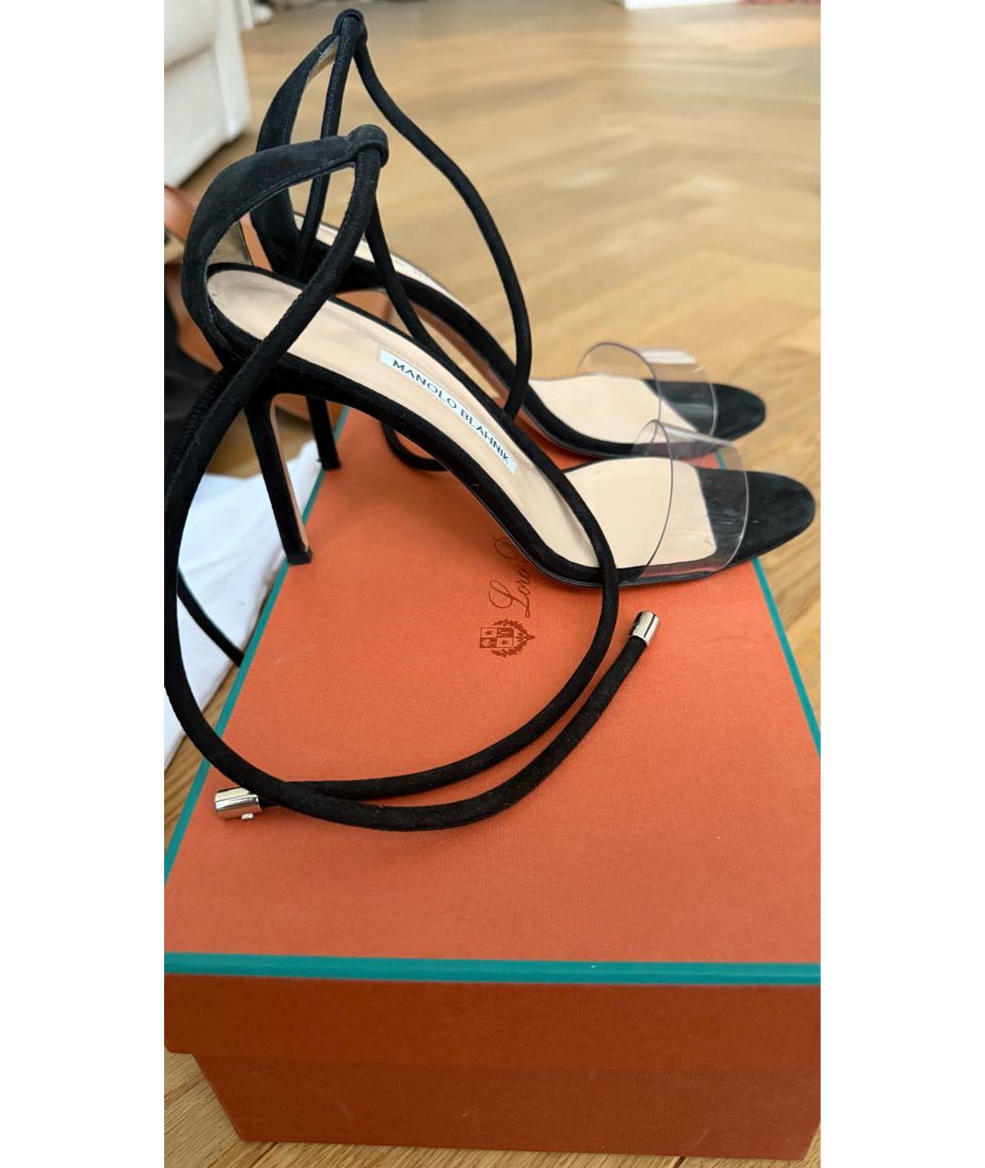 MANOLO BLAHNIK Черные замшевые босоножки, фото 7