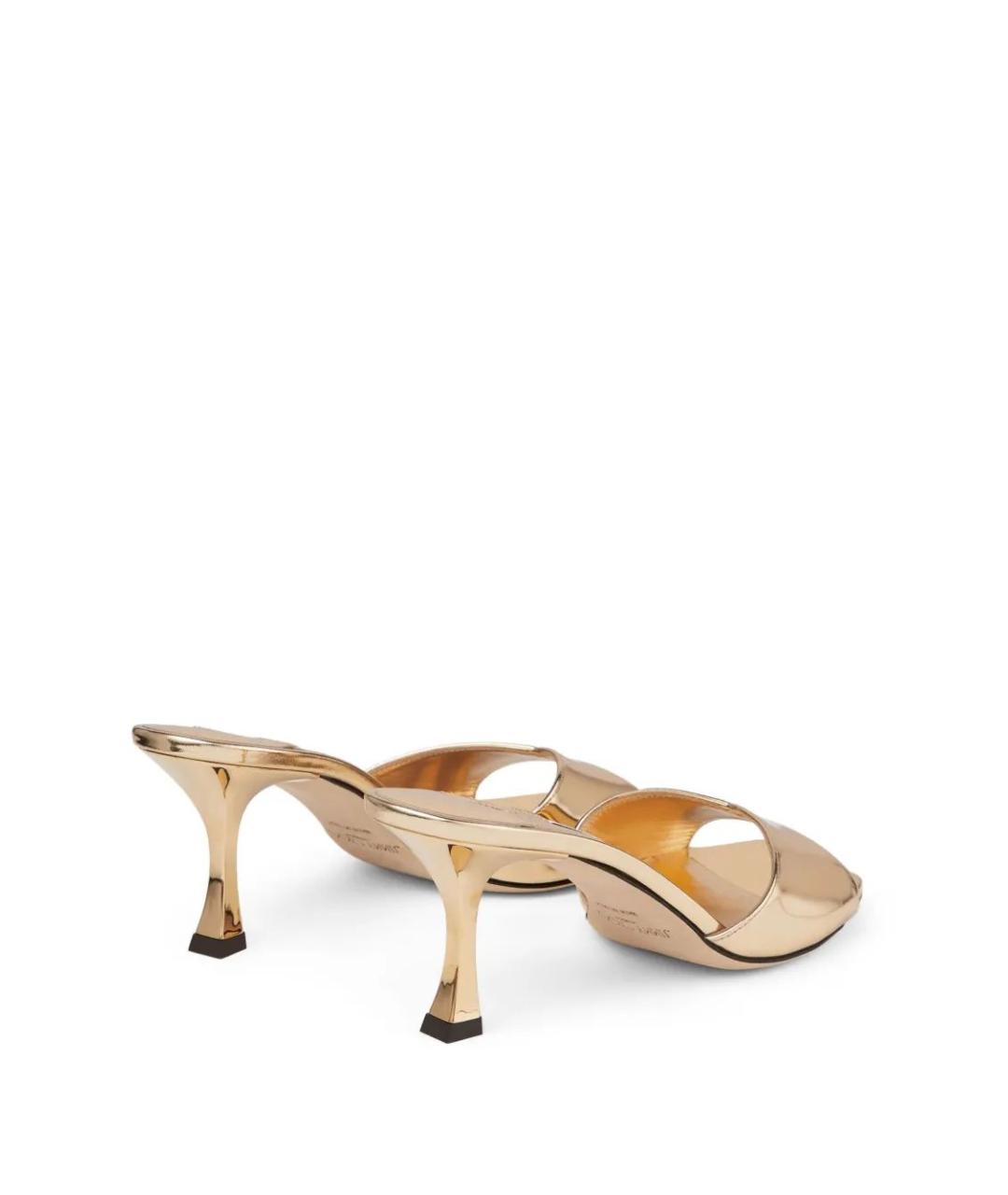 JIMMY CHOO Золотые кожаные мюли, фото 3